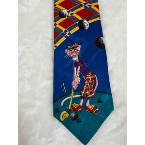 Vintage 90s 1993 Pink Panther Cartoon Golf Necktie 57 inch long x 4 inch wide